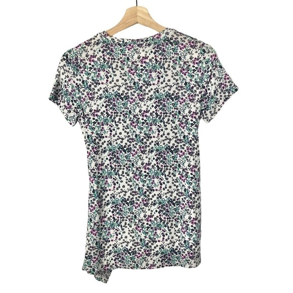 Cuddl Duds White Purple Ditsy Floral Short Sleeve T-Shirt S - Picture 3 of 5